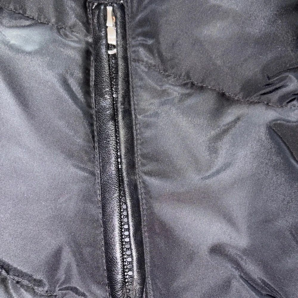 RARE EUC Black Puffer Faux Fur Collar Leather Pocket Trim/Shoulder by COACH